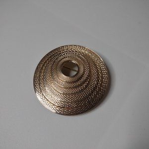 Round Gold Tone Textured Brooch